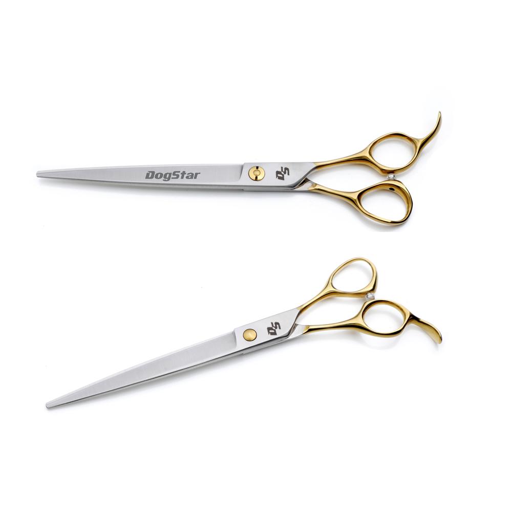 Golden Handle Ergonomic Pet Dog Grooming Shearing Scissor Straight Curved Thinner Chunker Shear Set