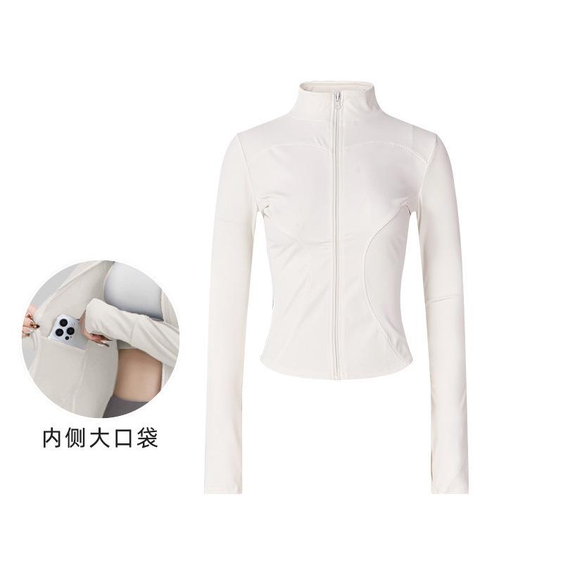 Sunscreen Clothes Pilates Yoga Clothes Jacket Slim Stand-up Collar Zipper Fitness Clothes Running Quick-drying Breathable Sports Top