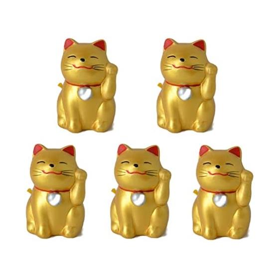 Omikuji Lucky Cat (Left hand beckoning set of 5 pieces - gold gold cat) Fortune fortune fortune fortune/money fortune Thousands of visitors Lucky