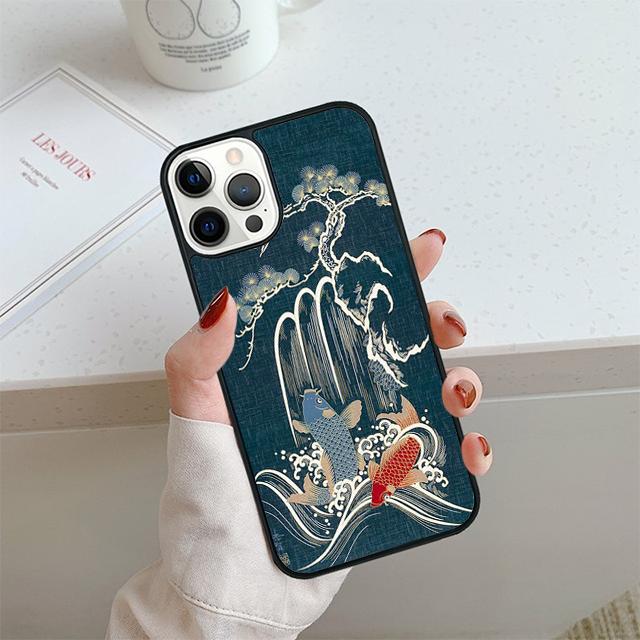 Japanese Koi Fish Phone Case For iPhone 17 Air 14 15 16 13 12 Cover For Apple 14 15 16 Pro Max Plus Coque