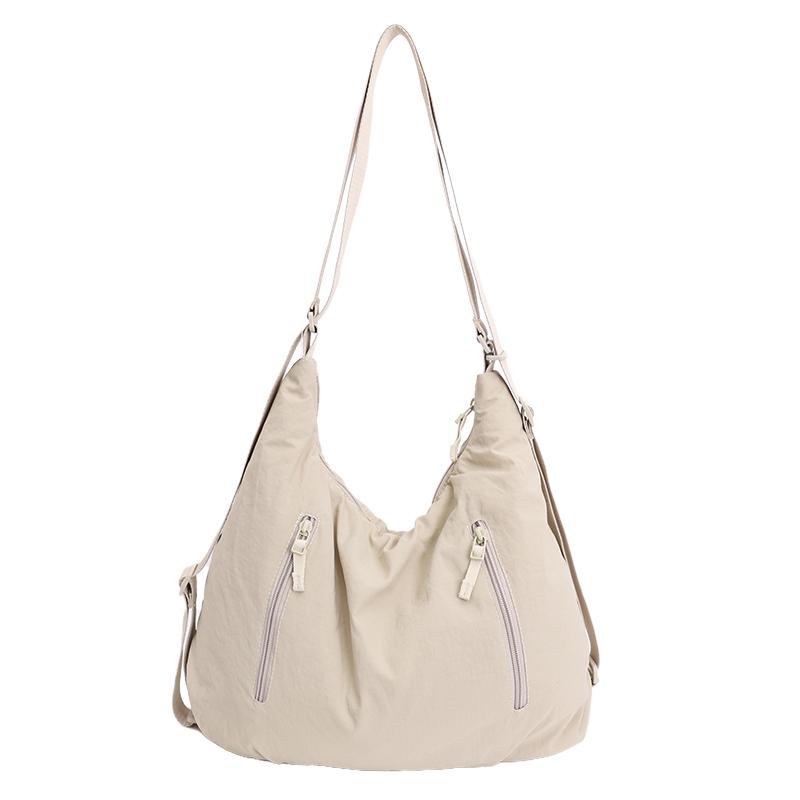 

Nyl Solid Color Zipper Simple Casual Tote Bag Girl Daily Commute Versatile Shoulder Bags 2026 Winter Versatile Bags бежевый