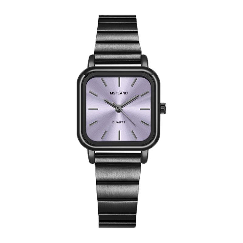 High Value Watch Female High School Students Niche Light Luxury Square Simple French Temperament Wind Bamboo Steel Belt Female Watch