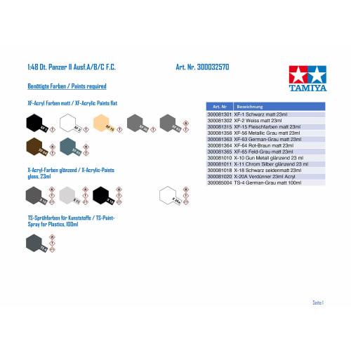 Tamiya 1/48 Military Miniature Series No. 70 German Army Panzer II Ausf. A-C French Front Plastic Model 32570