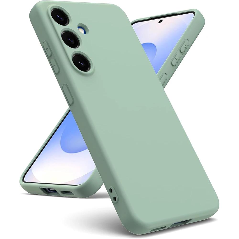 

Рідкий силіконовий чохол для SM Galaxy S25 S24 S21 FE S23 S22 Ultra Plus Ударостійкий Матовий Цукерковий колір М яка накладка Чохол Galaxy S24 Ultra світло-зелений колір
