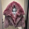 Womens Short Down Coat 2026 Winter Luxury Raccoon Fur Collar Wool Blend Oversized Warm Puffer Jacket