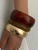 SHIXIN 3 Style Retro Brown Green Thick Resin Acrylic Bracelet for Women Minimalist Round Stackable Bangle Bracelet Party Jewelry