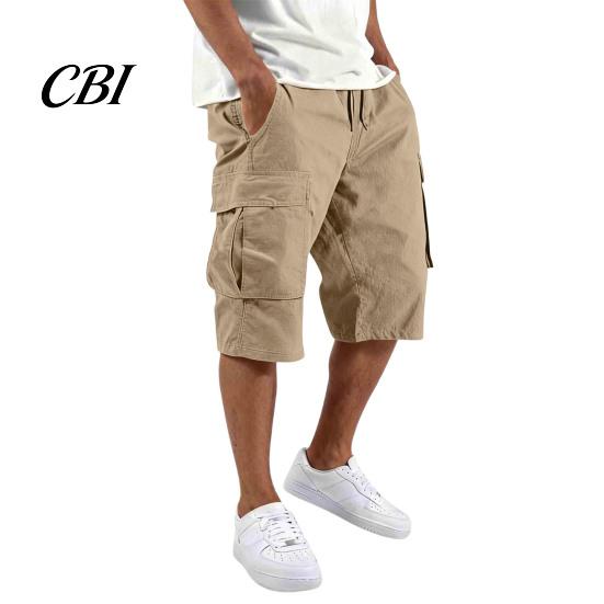 Men Shorts with Drawstring Summer for Men, Multi-Pocket Cargo Adjustable Elastic Skin-friendly Fabric Waistband, Loose Fit Sport Hiking Work