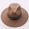 Summer Season Big Brim Straw Hat Sunshade Sun Protection Top Hat Jazz Hat Beach Travel Men's Middle-aged Net Hat