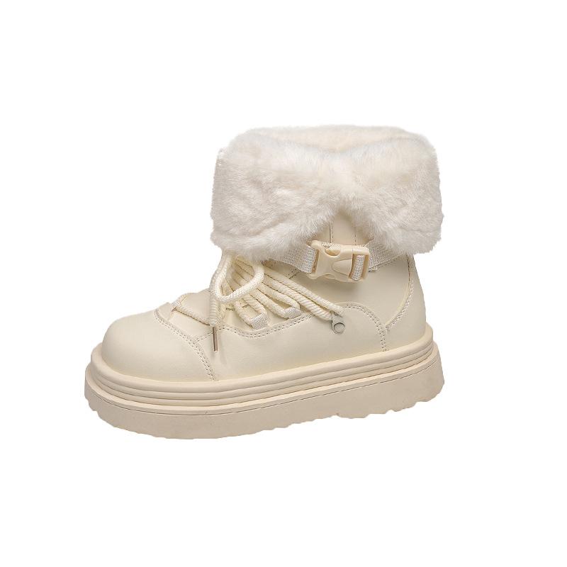 Mode vielseitige dicksohlige erhöhende Schneestiefel Damen 2025 Herbst und Winter neu Nische Samt große Baumwollschuhe Stiefeletten Tide