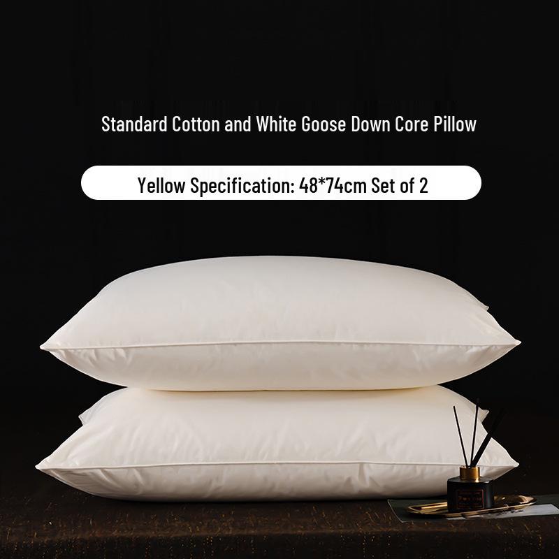 Luxury Goose Down Pillow with Cotton Cover for Neck Support
