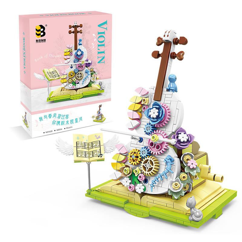 Flower Creative Books Violins Building Blocks Children Toys Desktop Ornaments