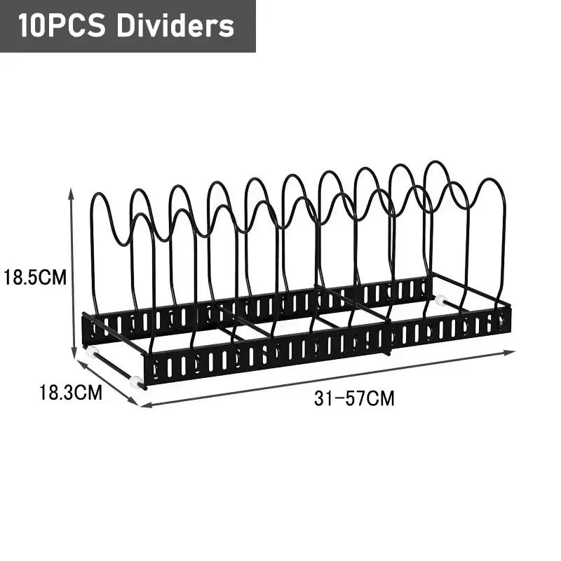 

Расширяемая полка для посуды Органайзер для кастрюль Регулируемые отсеки Полка для хранения посуды Органайзер для крышек кастрюль Полка для кухонных принадлежностей