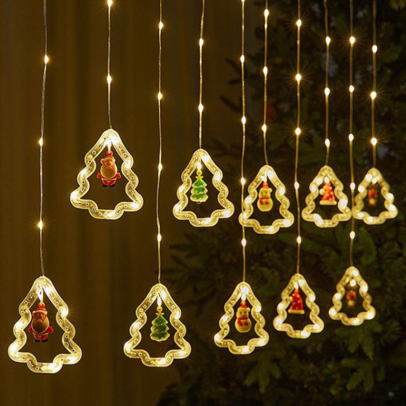 USB Powered LED Christmas String Lights with 8 Lighting Modes Santa Star Fairy Lights for Xmas Tree Window Party & Indoor Decor