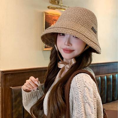 Chic French Plaid Fisherman Hat: Elegant Autumn/Winter Style