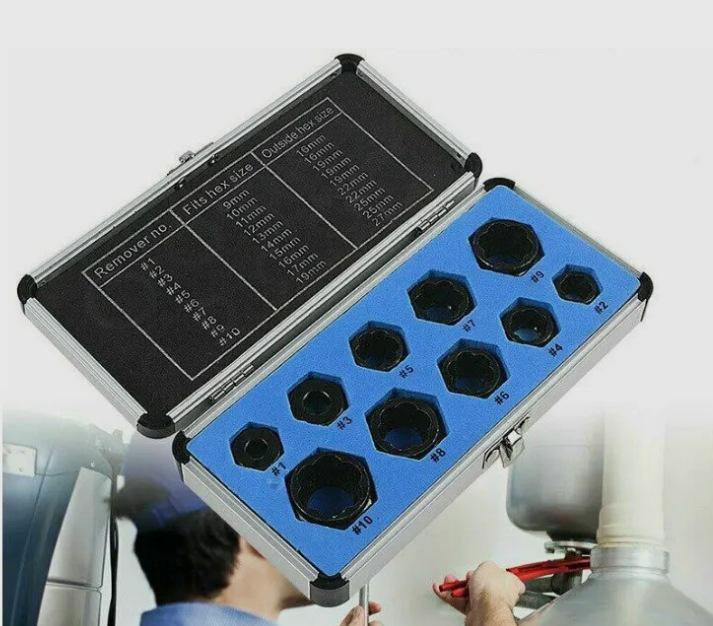 Ten-Piece Nut & Bolt Extractor Set