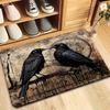 Gothic Black Ravens Steampunk Clock Non Slip Soft Area Rug Washable Indoor Floor Mat for Dark Academia Witchy Home Decor
