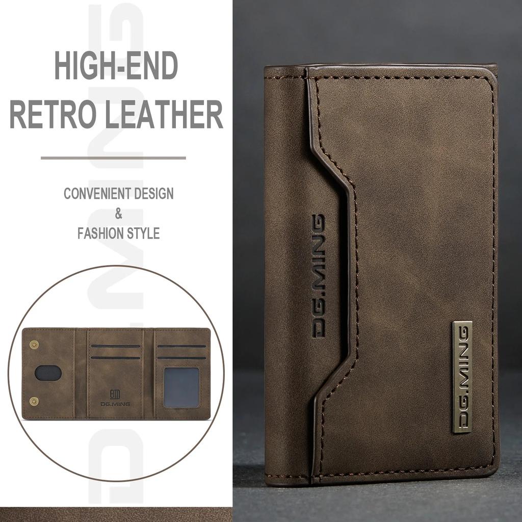 Detachable Magnetic Leather Wallet Case with Card Holder