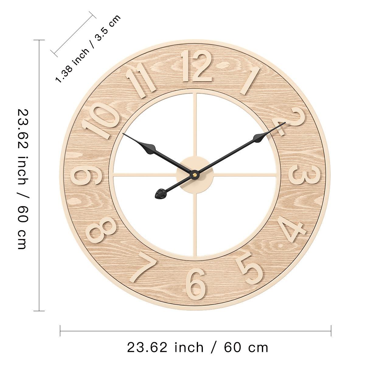 

Creative wall clock living room decoration wooden clock home clock decoration silent wall clock Home Decoration Art Clock 60cm 23 inch зелёный