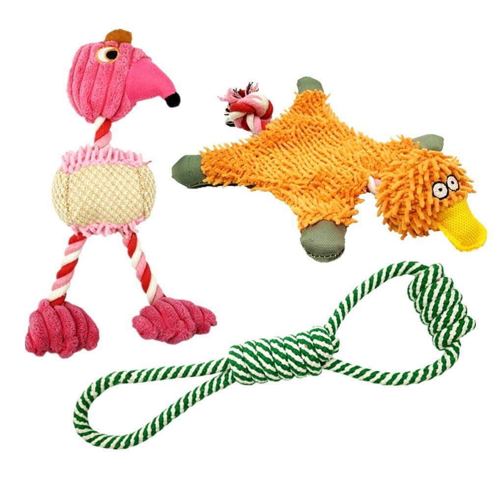 Buy Small Dog Toy Set Chew Cotton Rope Toys, Squeaky Dog Toy for Puppy, Rope Animal Toys for