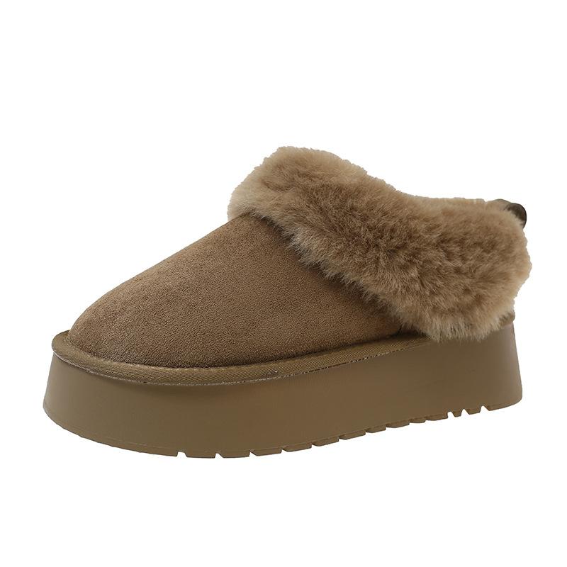 Spring New Snow Boots Women's Round Head Muffin Thick-soled Plush Mouth Lazy Casual Cotton Shoes