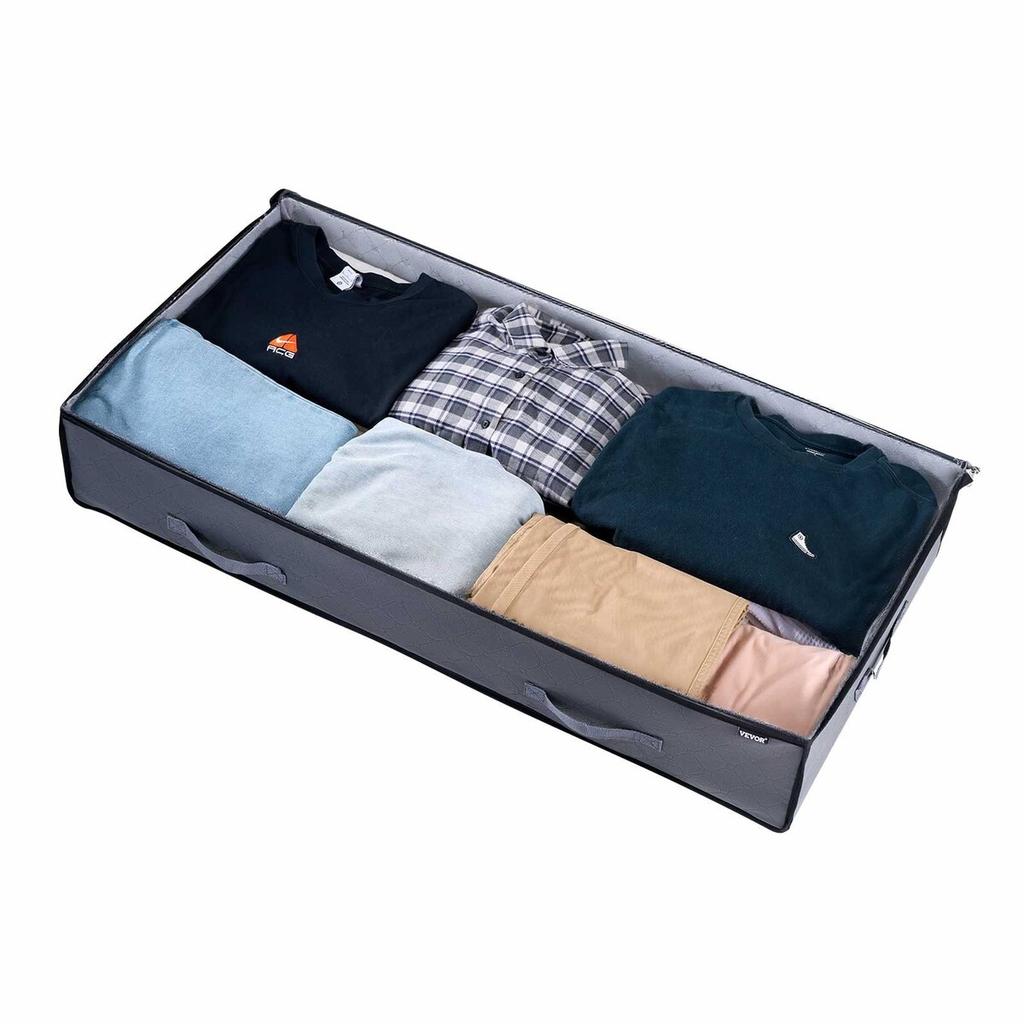 Under Bed Storage with Clear Lids, 996 X 500 X 180 Mm, 90L Large Underbed Clothes Storage Containers, Low Profile Under Bed Drawer Shoe Organizer Bins