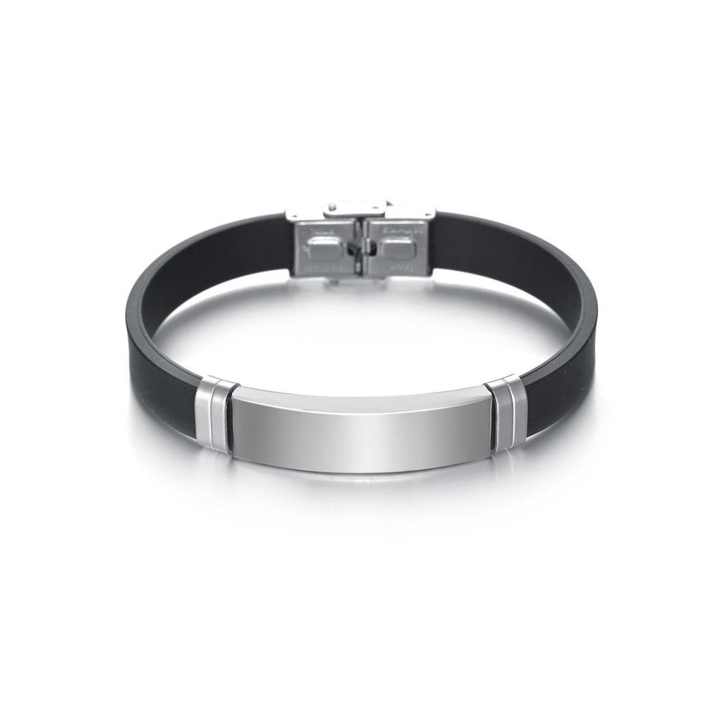 European & American Minimalist Braided Leather Bracelet with Engravable Stainless Steel Plate