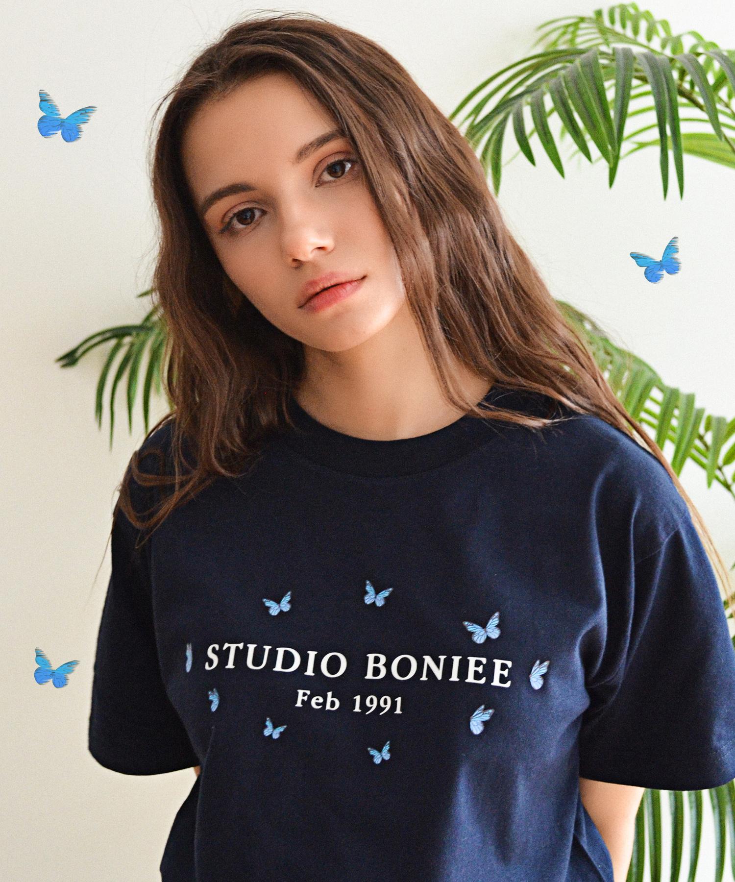 Bonye Retro Butterfly Graphic T-Shirt Navy Navy/Size 1
