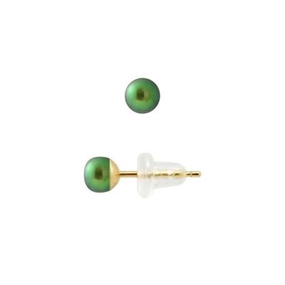 Ohrringe - - Echte Zuchtperlen - 4-5 mm - Intensives Grün - Gelbgold 9 Karat