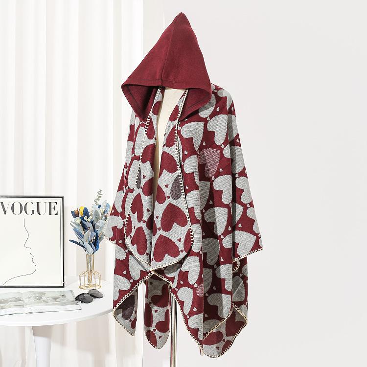 Knitted Split Shawl Thermal Hooded Cape Cape Knitted Shawl Women