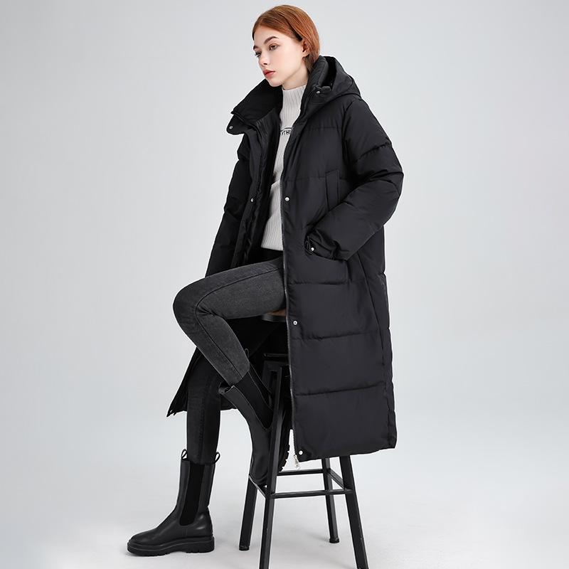

New Versatile Long Knee-length Hooded Winter Loose Thick Cotton Jacket XXL