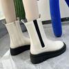 Fashion Winter 2024 Mid Calf Shoes Woman Trend Platform Goth Comfortable and Elegant Half High Boots for Women Demi-season Work Footwear