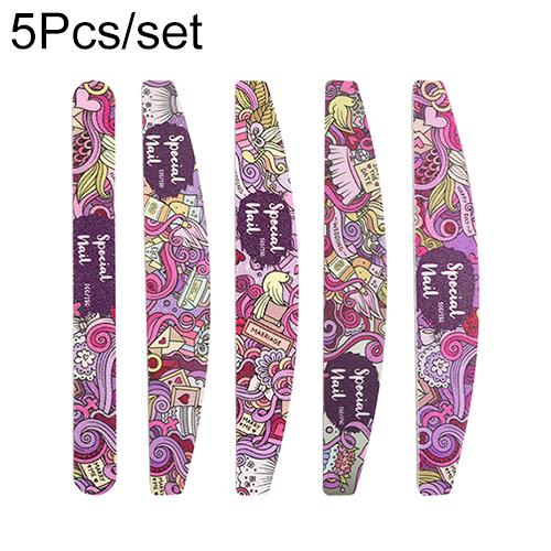 

5 шт./лот пилочка для ногтей Double Silde полоска для маникюра Sand Bar прочная фиолетовая розовая профессиональная полумесяц