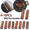 4-10Pcs Sapele BBQ Pan Handle Anti Scald Pan Insulated Grip Portable BBQ Plate Handle for Sauce Pan Sauteing Grilling Pan
