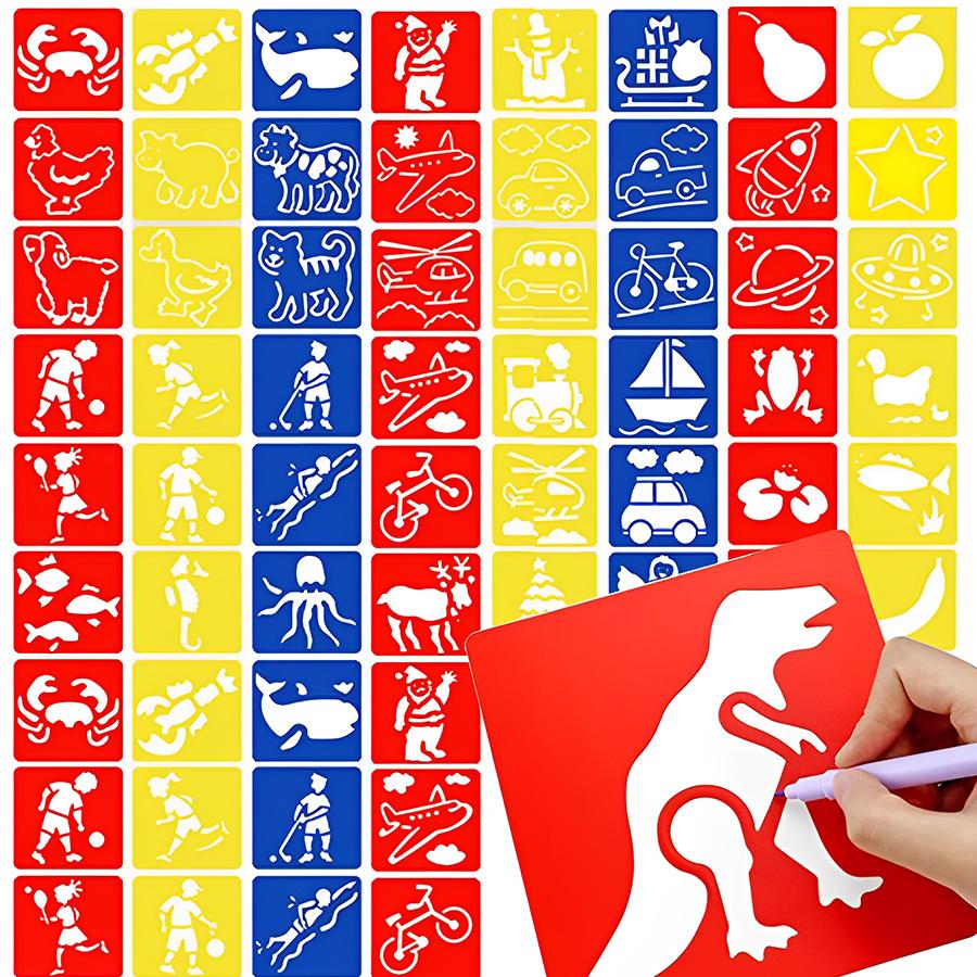 6-24Pcs Simple Cartoon Pattern Drawing Templates Art Tool for Watercolor Pen Oil Painting Pigment Chalk Home School Art Crafts