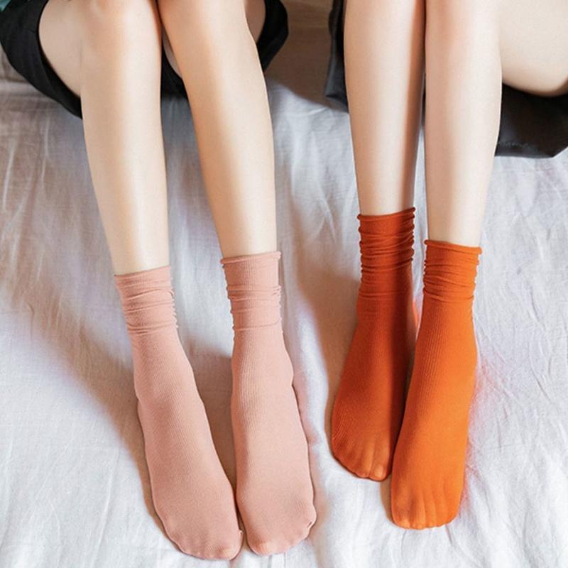 1/5 Pairs Ladies Ice Silk Socks Summer Ultra Thin Cool Socks Candy Sweet Breathable Socks Women's Socks
