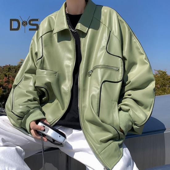 Pánská bunda Klopa s dlouhým rukávem Bunda z umělé kůže s více kapsami Zapínání na zip Vodotěsný, větruodolný teplý kabát