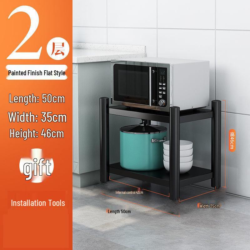 Floor-standing Detachable Kitchen Storage Rack with Wheels and Pot Holder for Microwave and Oven