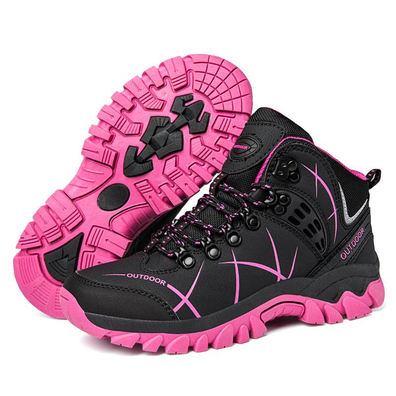 35-46 Couple Large Outdoor Mountaineering Shoes Casual Hiking Shoes with Velvet Warm High Top Cotton Shoes Snow Boots