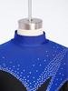 Kids Boys Figure Skating Outfit Mock Neck Long Sleeve Back Invisible Zipper Color Block Shiny Rhinestones Top with Elastic Waistband Pants Competition
