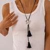 Cowboy Style Tassel Adjustable Necklace Ethnic Style PU Leather Necklace  Decoration