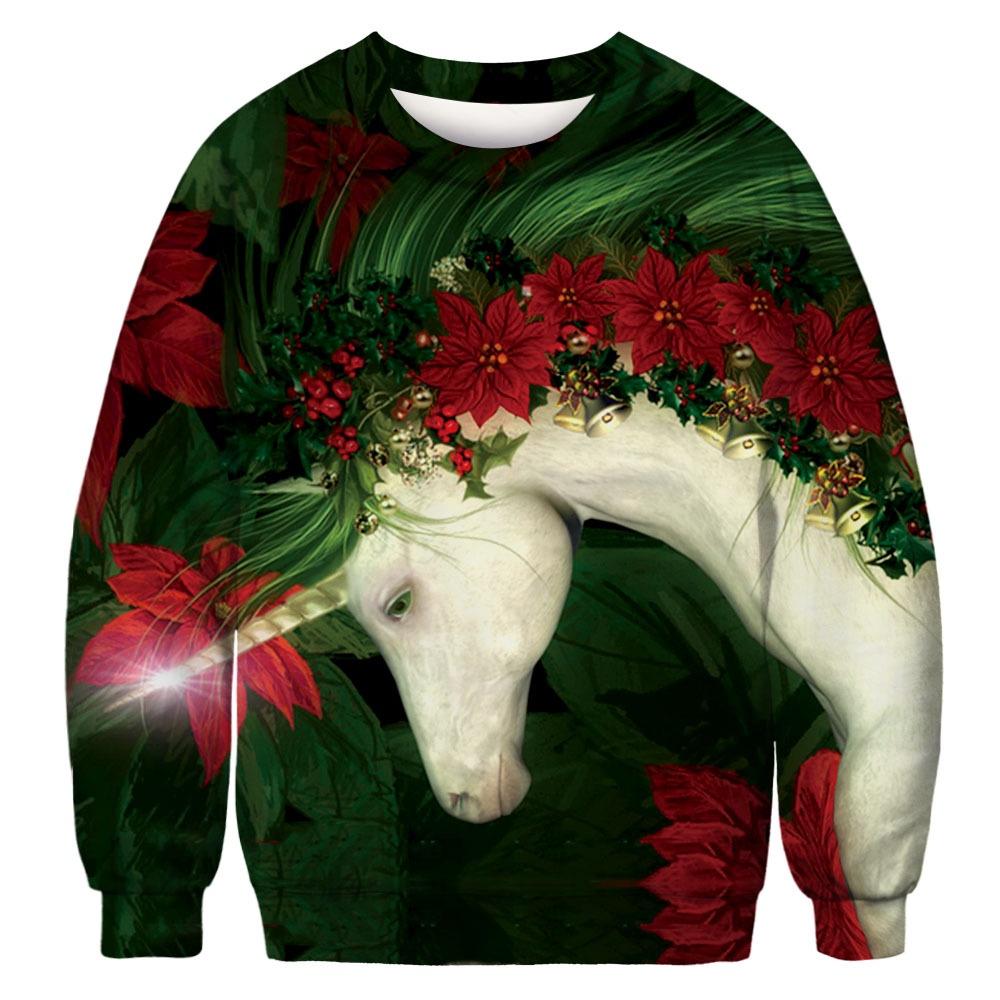 

Мужская 3D толстовка с рождественским графическим принтом, рождественский пуловер, джемпер, топы #10 Horse,2XL