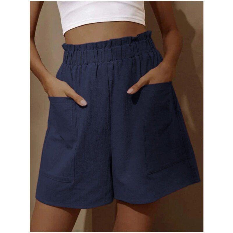 2025 European Summer High-Waist Cotton Linen Wide-Leg Capris 2XL