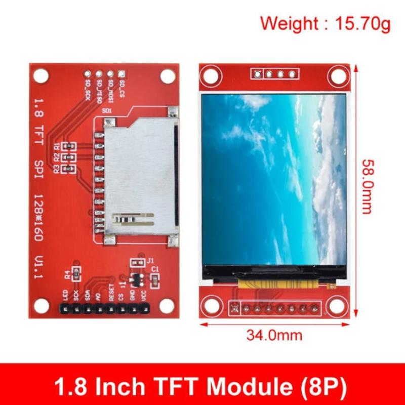 

1Pc 1.8 Inch TFT LCD Module LCD Screen Module ST7735 SPI Serial 51 Drivers 4 IO Driver TFT Resolution 128*160 For Arduino