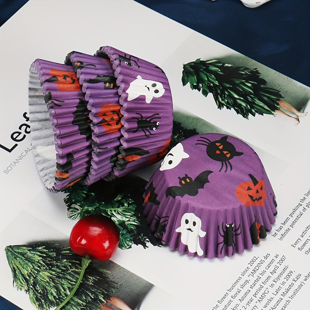 [Bat Party Cup Set] Bat Pattern Family Party Theme Dessert Paper Cup Birthday Party Main Cake Paper Tray Greaseproof Paper