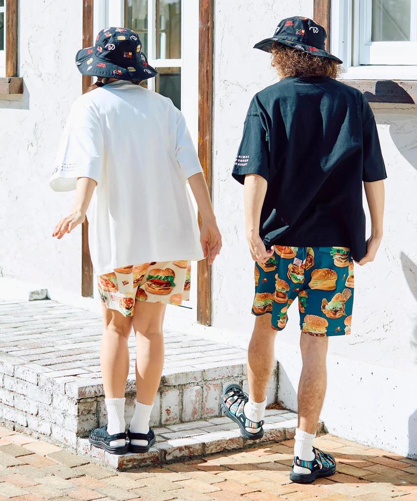 [go Slow Caravan] 341963 DOMDOM×gsc Miso Peach Chicken Burger Elephant BIG TEE White L