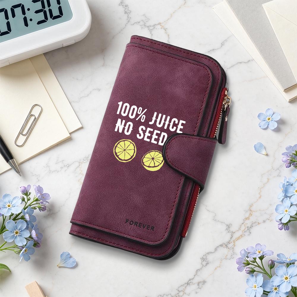 Stylish Lemon Printed Wallet Large Capacity Multifunctional Slim Portable Card Holder Purse for Daily Use