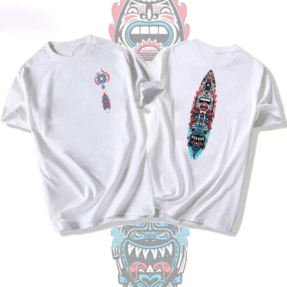 Tiki bartender Kahuna tropical beverage cocktail Luao party cotton printed Tshirt Tiki pattern Tshirt mens top street wear S