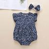 Ins Summer New Product for Girls, Floral Print Flutter-Sleeve Romper, Baby Cotton One-Piece Crawling Suit, Infant Children's Outdoor Clothing