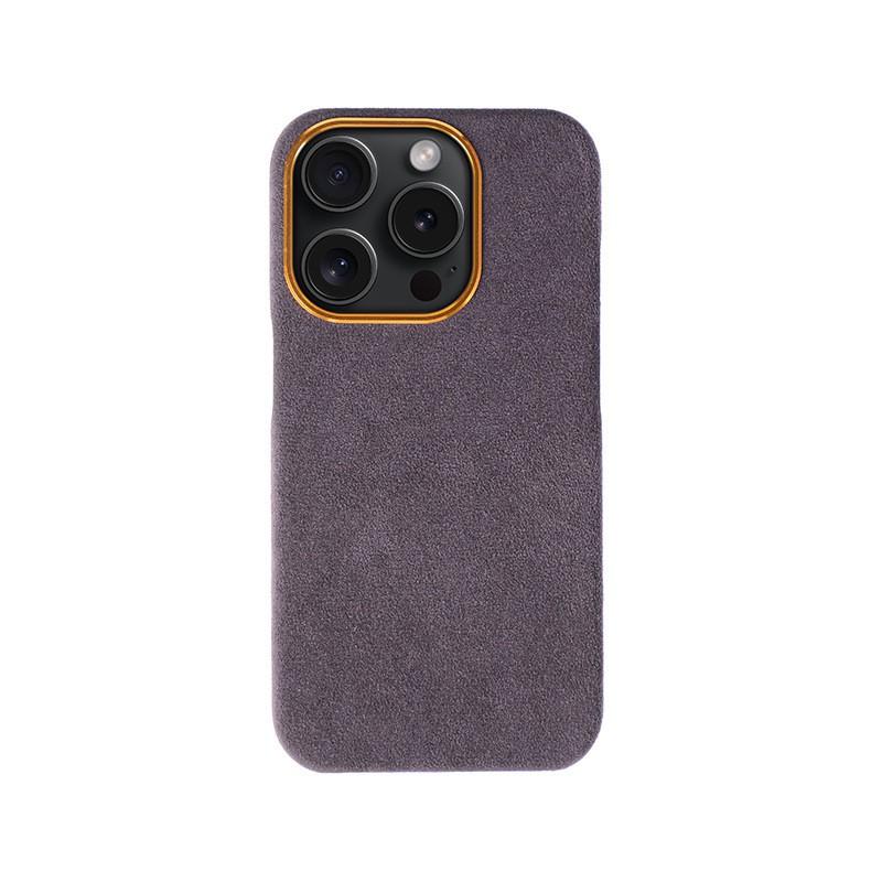 Phone Case IPhone 15 Pro Metal Buttons Alcantara Material Strong Magnetic Large Opening