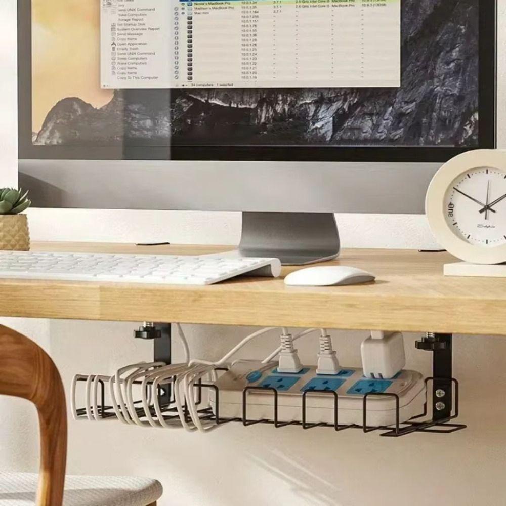 Stabiler Metall-Kabelkanal ohne Bohren Schreibtisch-Kabelorganisator Untertisch-Ablageregal Büro